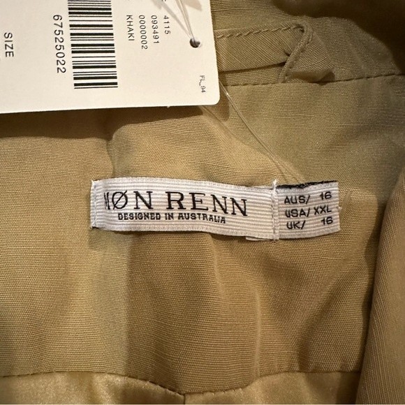 NWT Anthro Mon Renn Leone Khaki Notch Collar Long Sleeve Blazer Jacket XXL - Picture 9 of 17